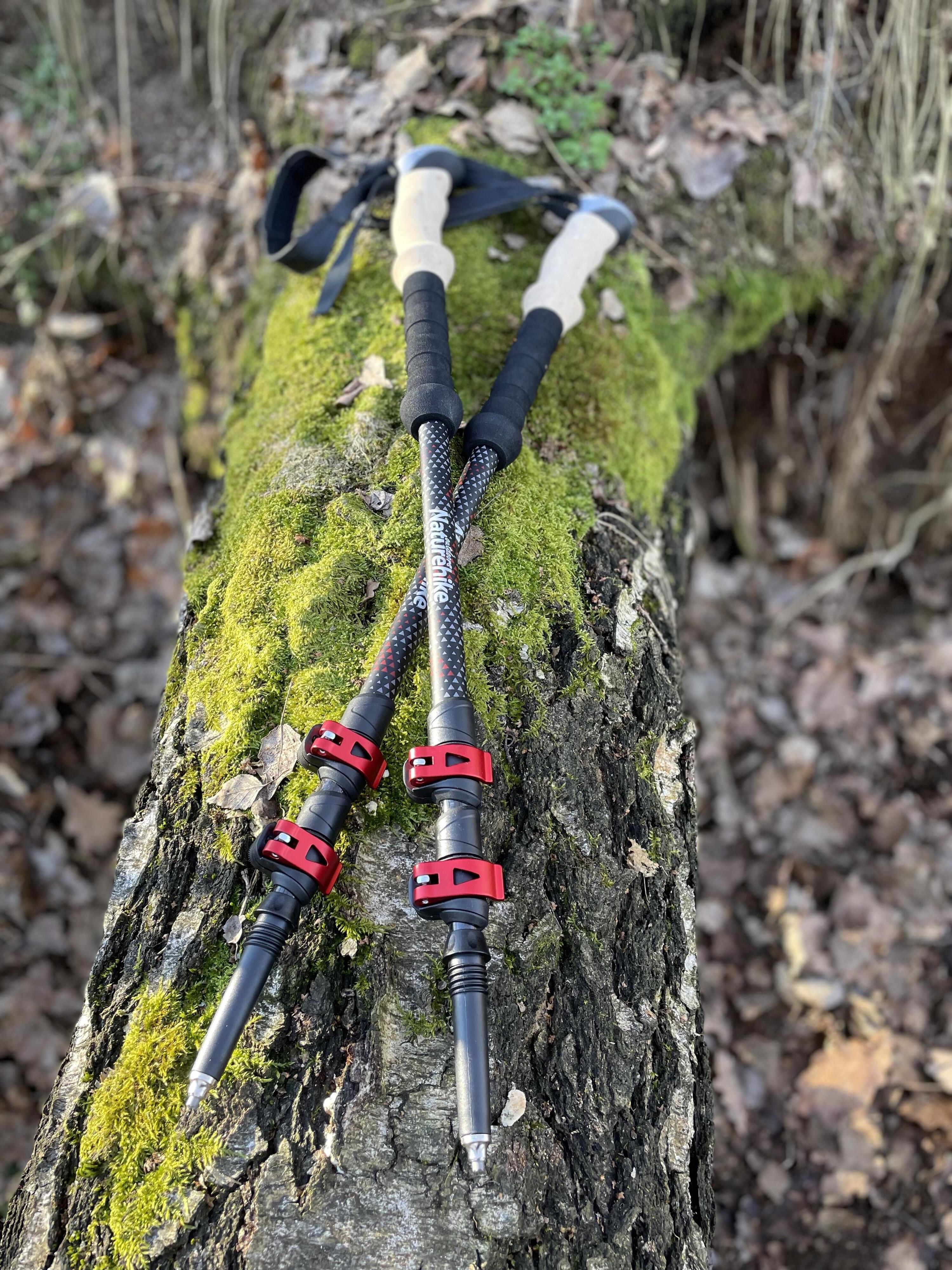 Bastones de trekking Naturehike de carbono ajustables con empuñadura de corcho 3/7