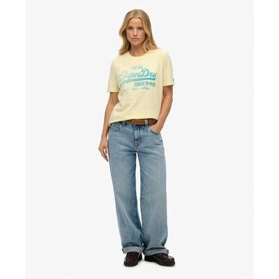 Dames-t-shirt gewassen superdry vintage logo