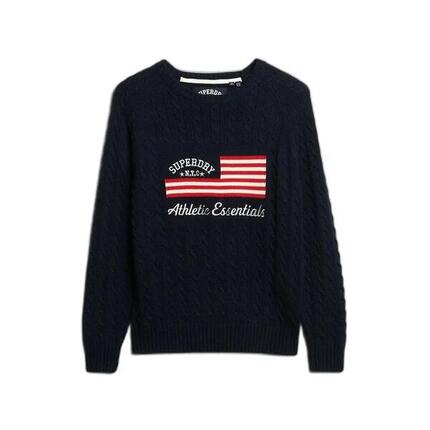 Sweter damski z warkoczowym splotem Superdry Flag