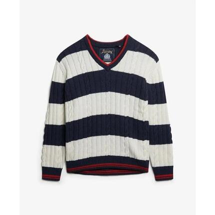 Pull oversize torsadé et rayé à col V femme Superdry