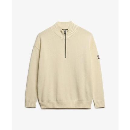 Vrouwelijke oversized half-zip trui met truckerkraag Superdry