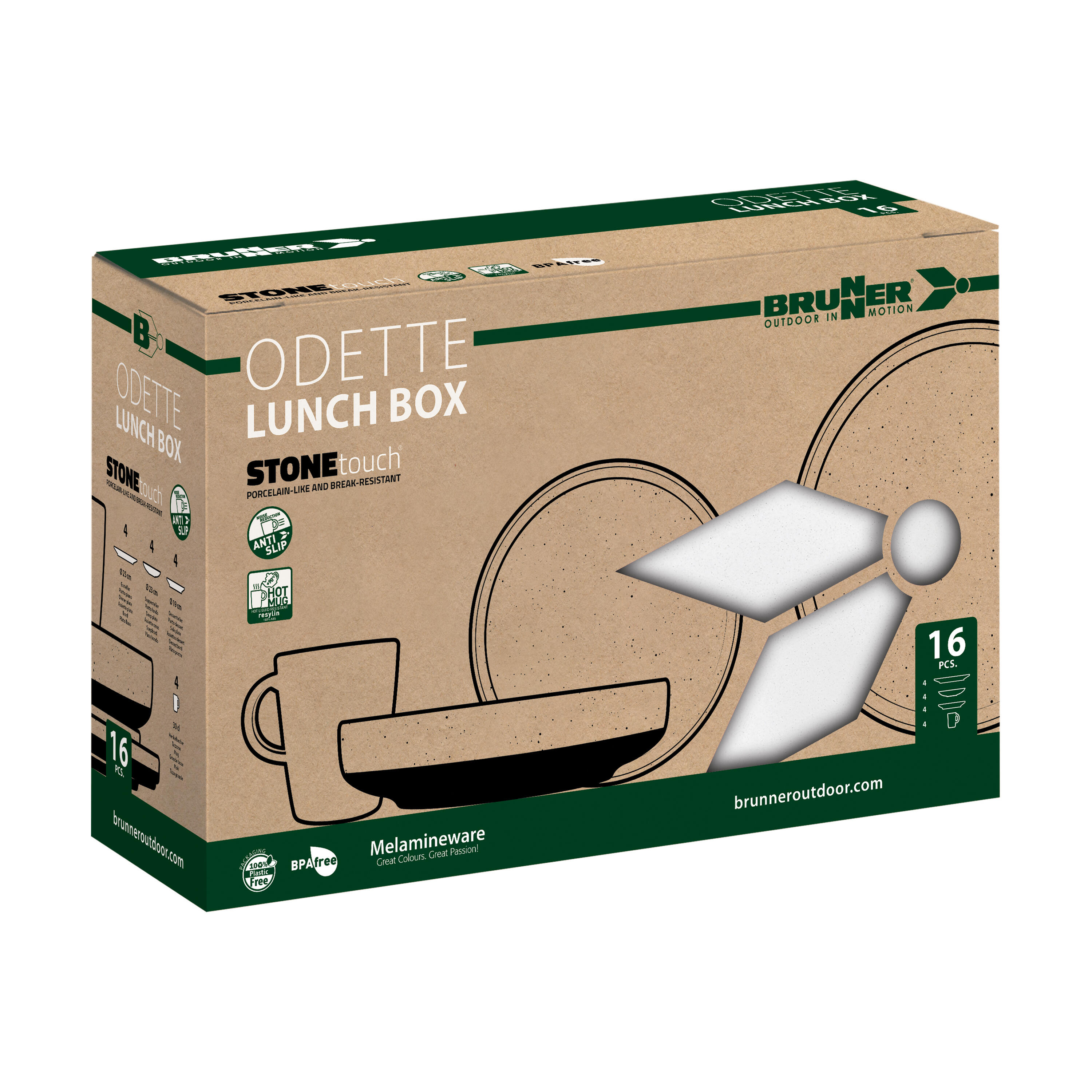 Vaisselle de camping Mélamine Set Lunch Box 16 pièces Assiettes voyage 6/7