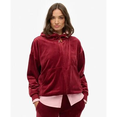 Dames hoodie met ritssluiting van velours superdry country club
