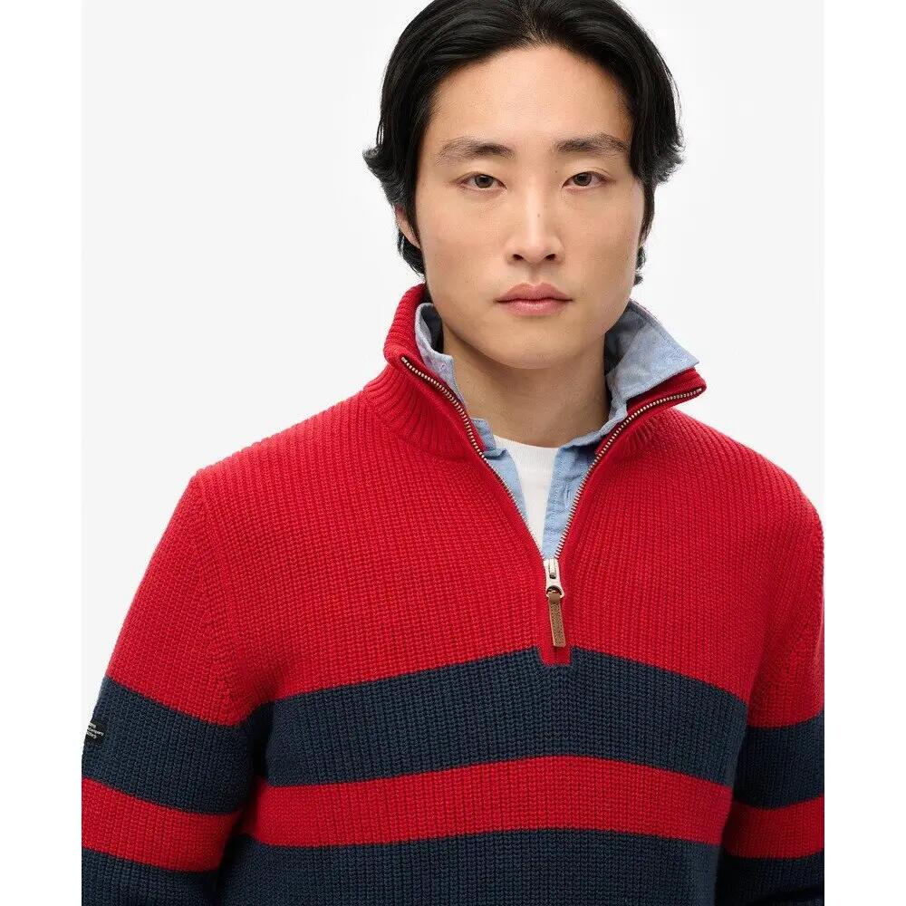 Gestreifter Pullover mit Reißverschlusskragen Superdry Classic 5/6