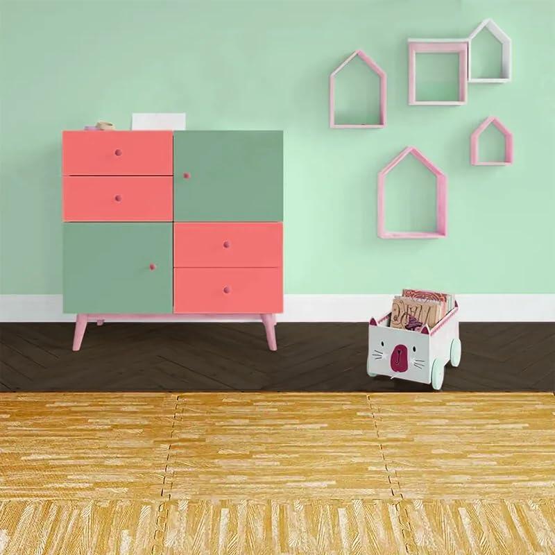 Piso puzzle / 62x62cm / Pacote 40 - 15,37m² / Madeira / Ginásio bebês. 6/7