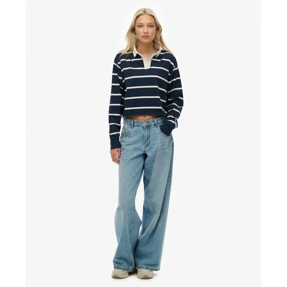 Polo donna a maniche lunghe Superdry Athletic Essentials Stripe 2/6