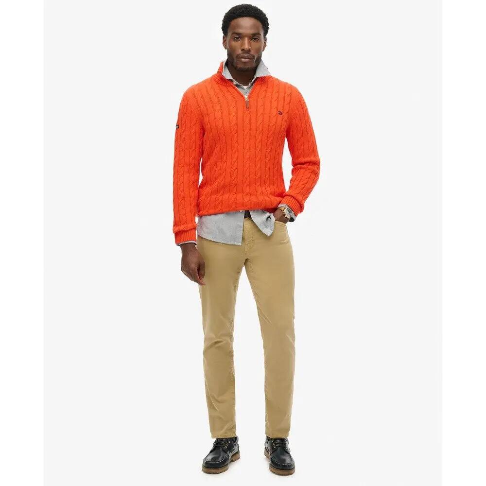 Demi-zip trui in gedraaid breisel Superdry Organic 3/6