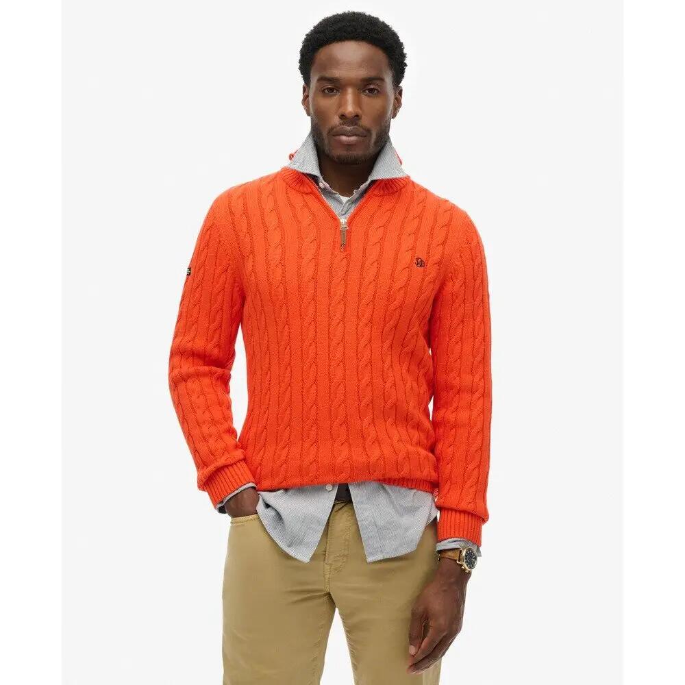 Demi-zip trui in gedraaid breisel Superdry Organic 4/6