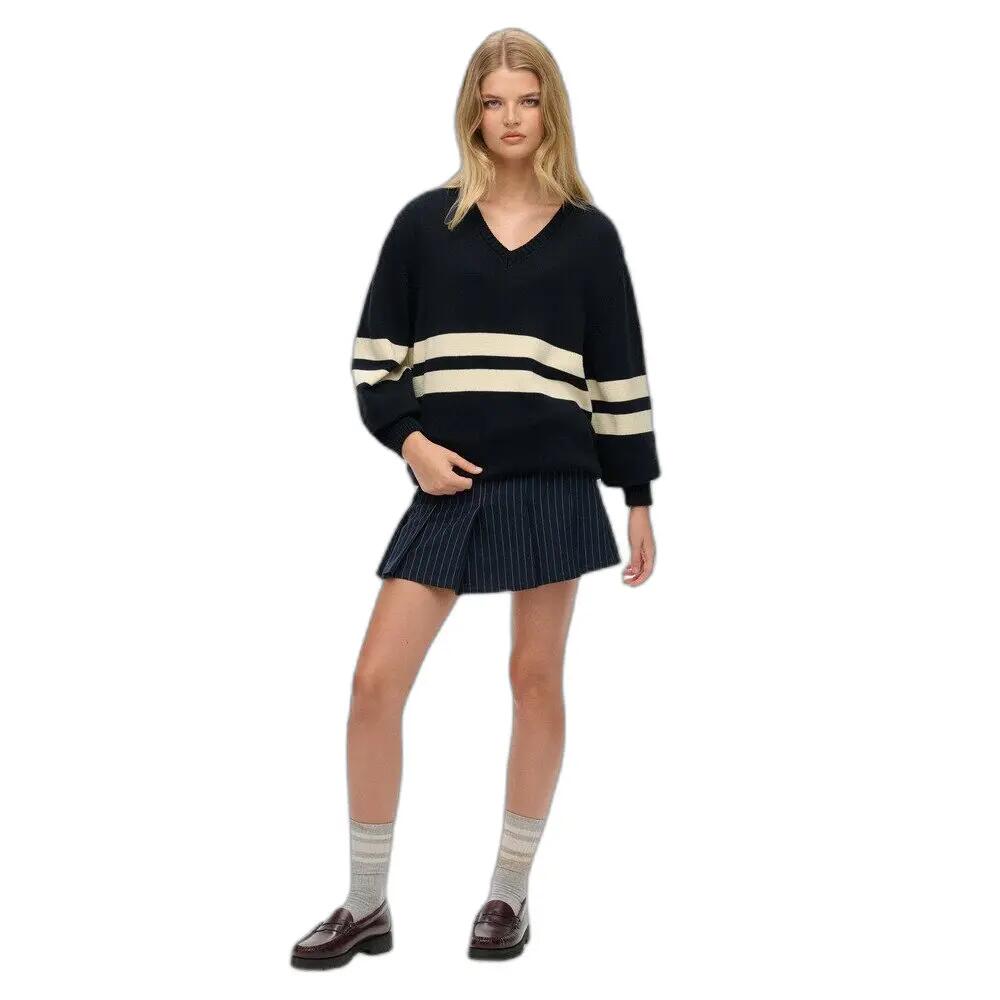 Striped oversized V-neck jumper for women Superdry 2/6