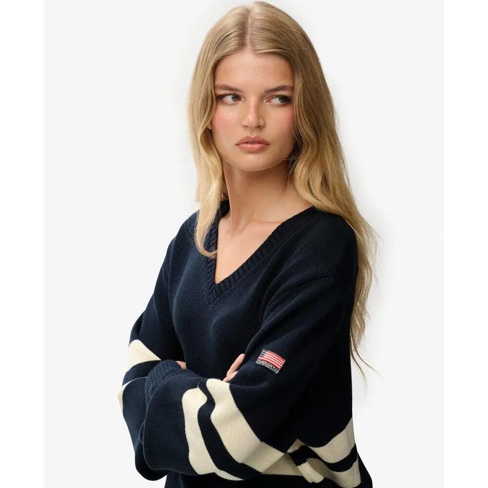 Striped oversized V-neck jumper for women Superdry 6/6