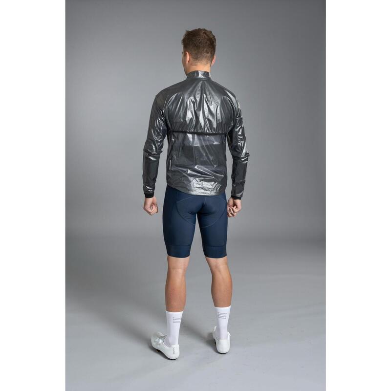 Cycling Rain Jacket Waterproof Breathable Compact Unisex - Rainy Black