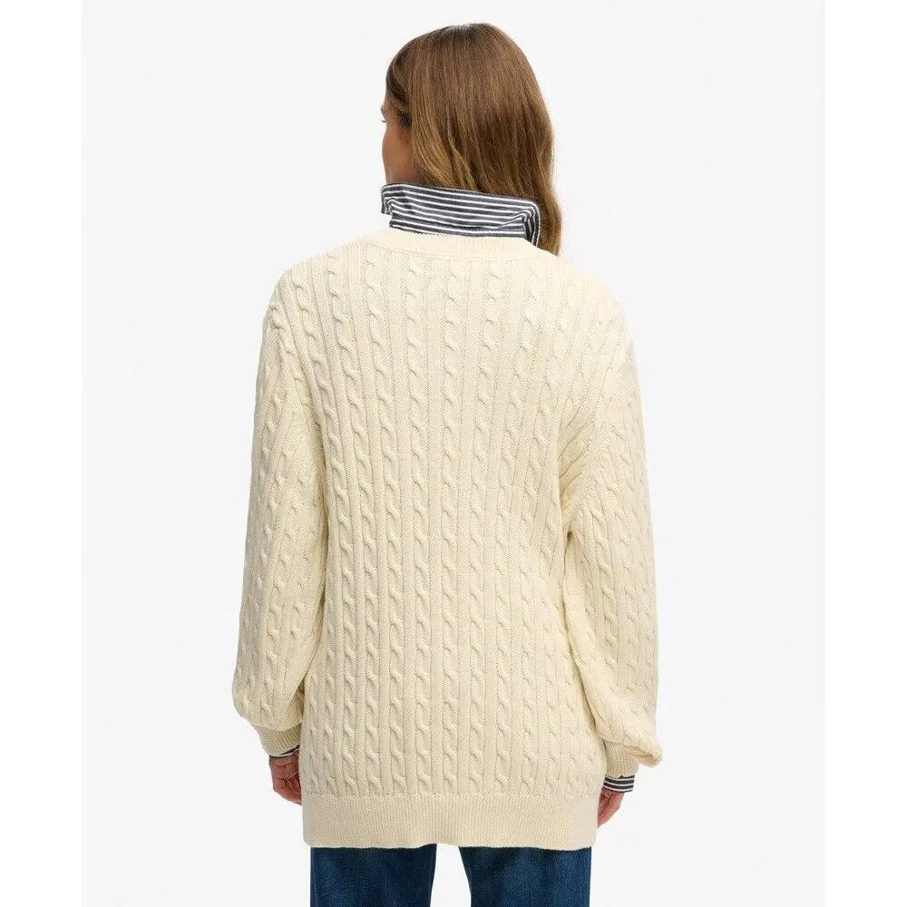 Oversized V-hals kabeltrui voor dames Superdry 3/5