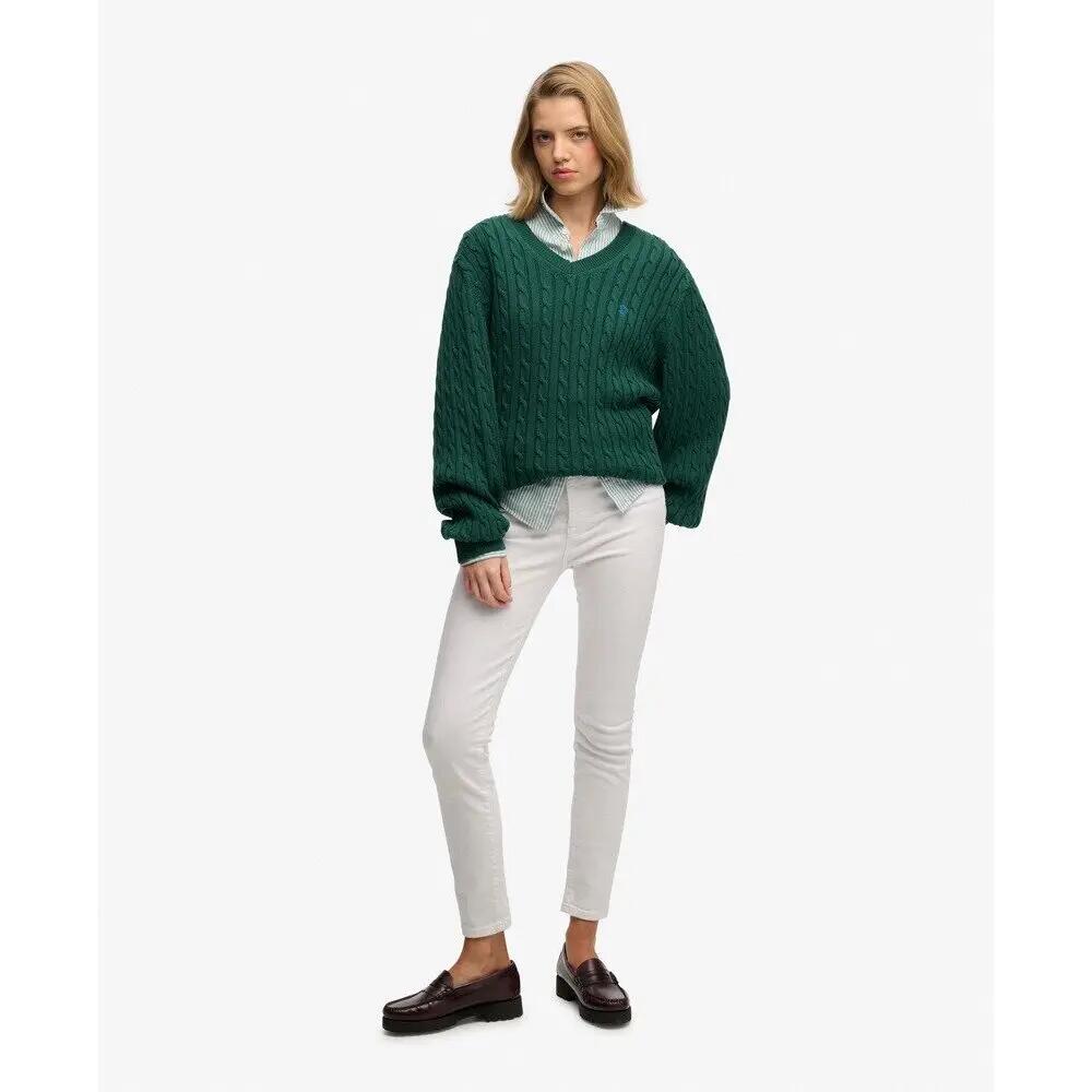 Oversized V-hals kabeltrui voor dames Superdry 2/5