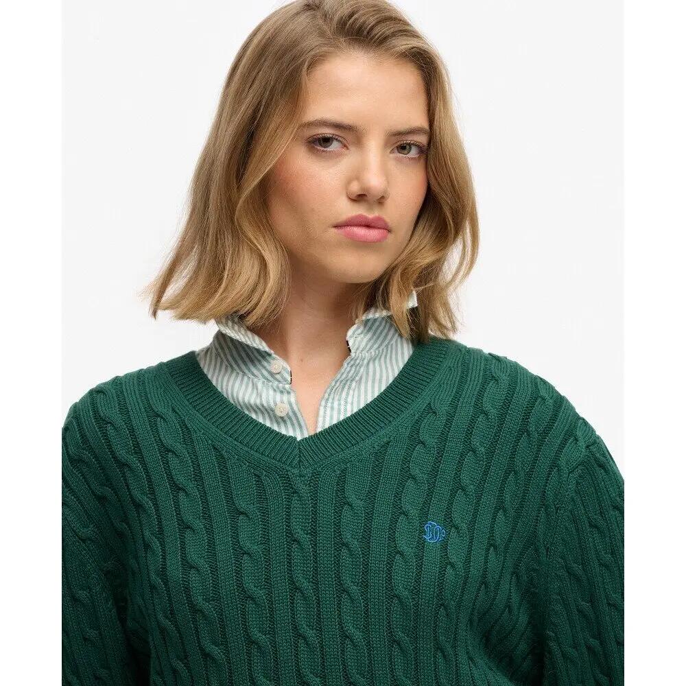 Oversized V-hals kabeltrui voor dames Superdry 5/5