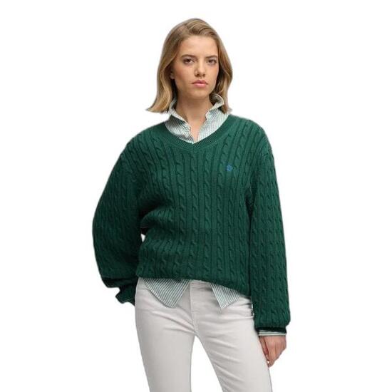 Pull à câbles Col V oversize femme Superdry