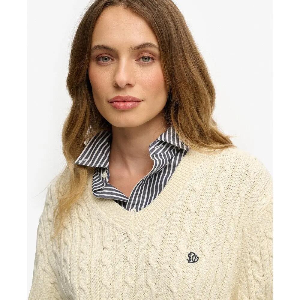 Oversized V-hals kabeltrui voor dames Superdry 4/5