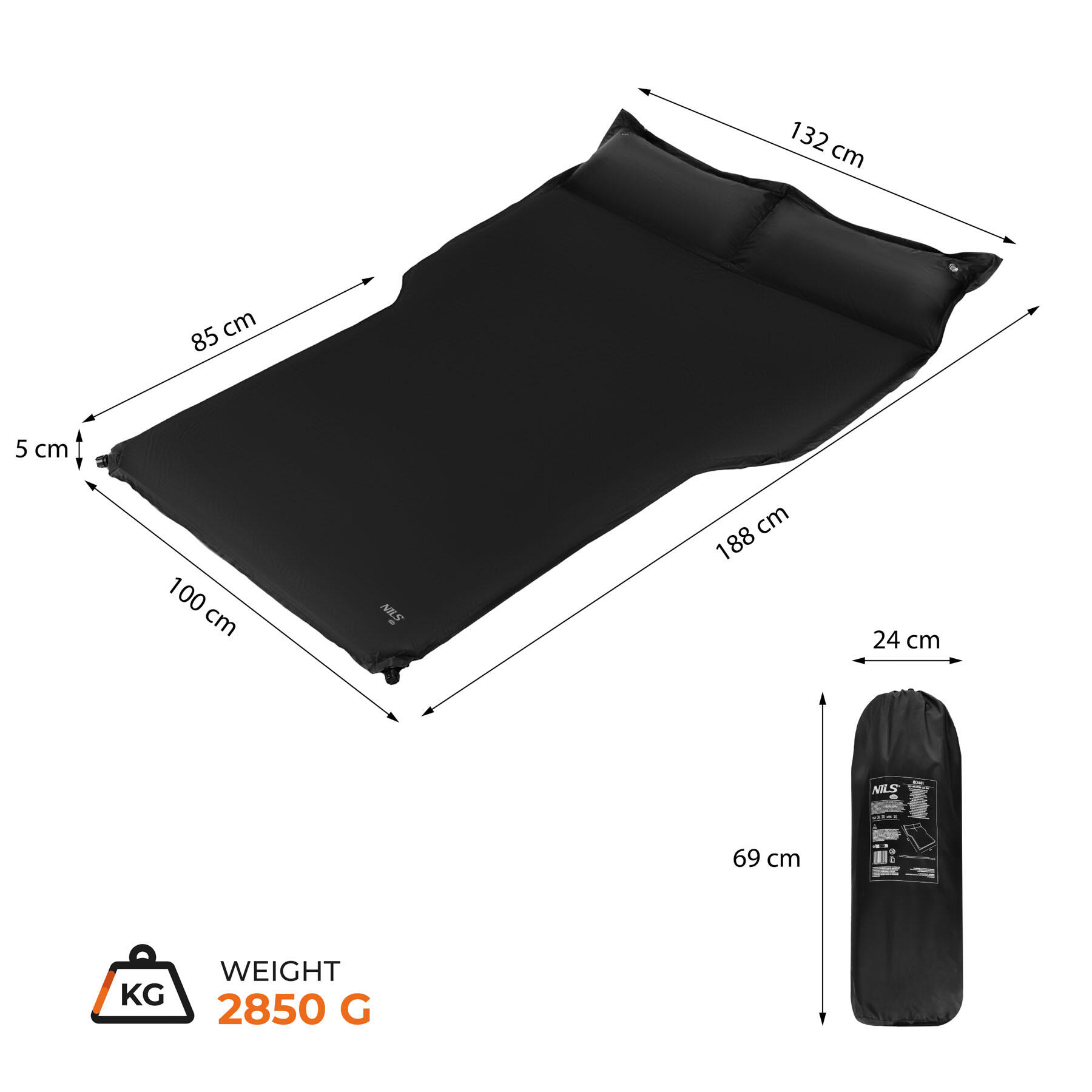 Tapis de sol gonflable pour voiture NC4401 Nils Camp 3/7