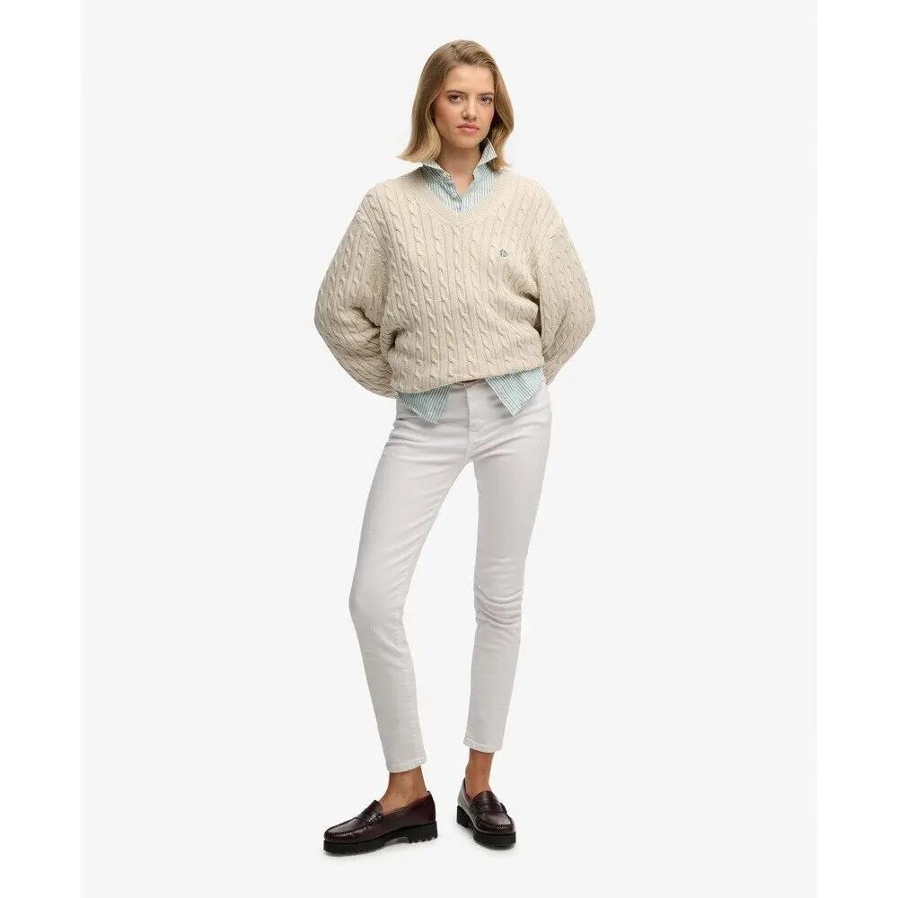 Oversized V-hals kabeltrui voor dames Superdry 3/5
