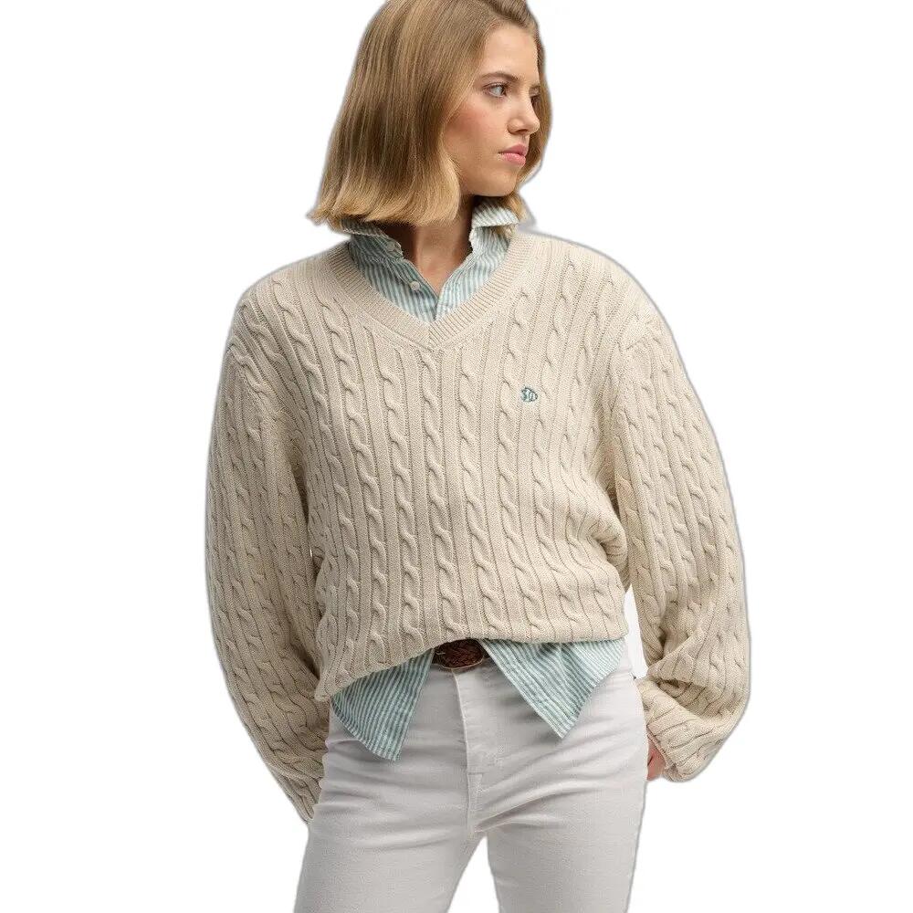 Oversized V-hals kabeltrui voor dames Superdry 2/5
