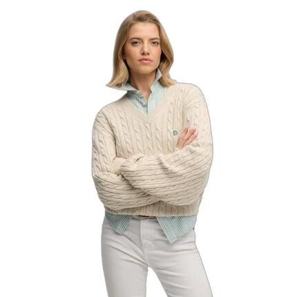Pull à câbles Col V oversize femme Superdry
