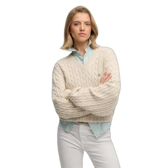 Pull à câbles Col V oversize femme Superdry