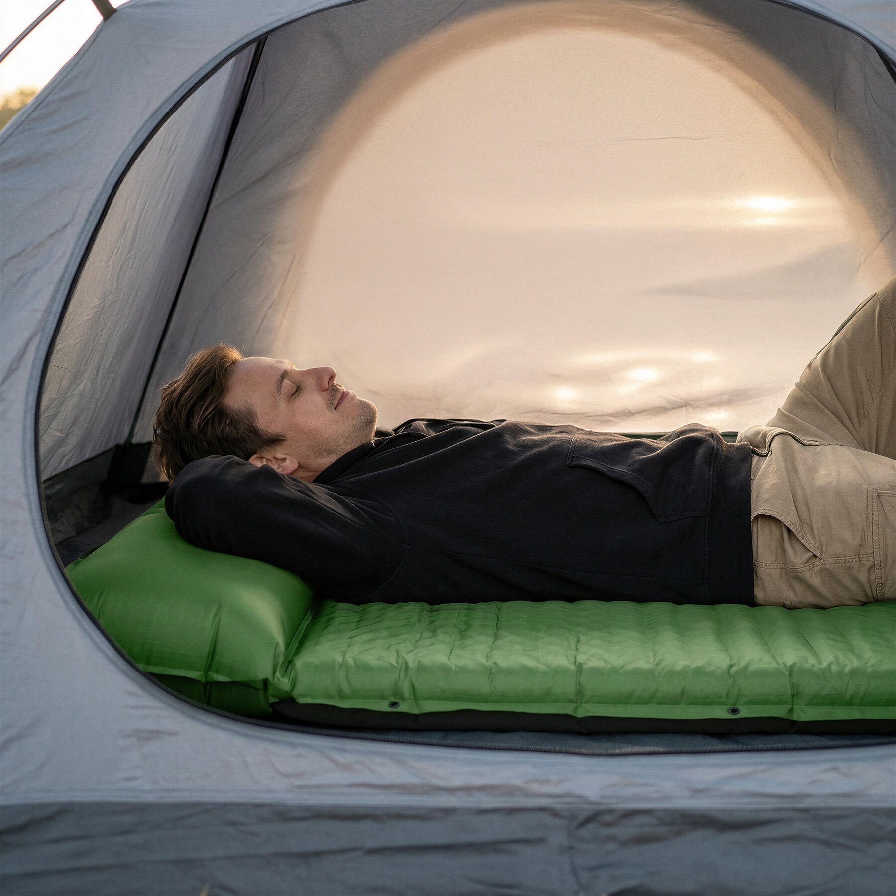 Zelfopblaasbaar 2-persoons campingmatras met kussen NILS CAMP NC4060 3/7