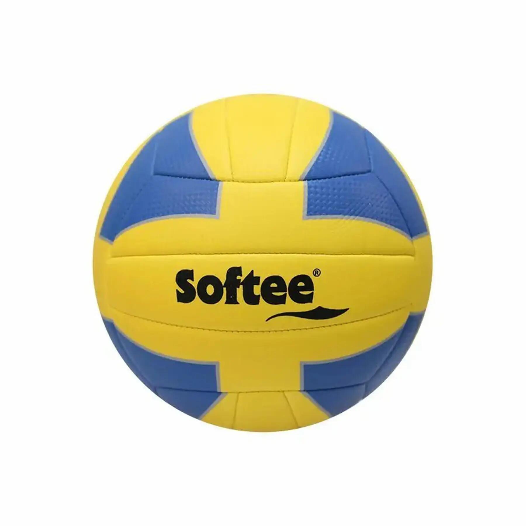Minge volei 2514 Softee Beach mărimea 5, piele sintetică, galben/ albastru