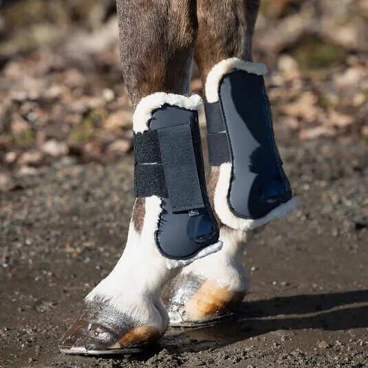 Guêtres antérieurs pour cheval Ouvertes protège-tendons avec doublure imitation 2/2