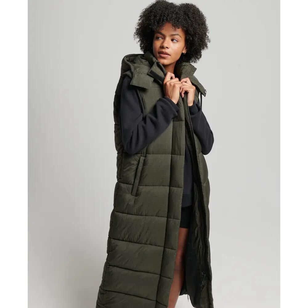 Doudoune à capuche long sans manches femme Superdry Ripstop 3/7