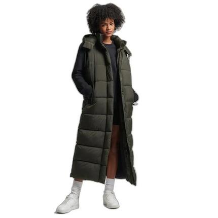 Doudoune à capuche long sans manches femme Superdry Ripstop