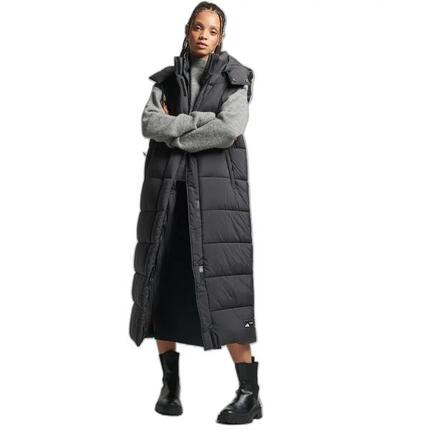 Doudoune à capuche long sans manches femme Superdry Ripstop