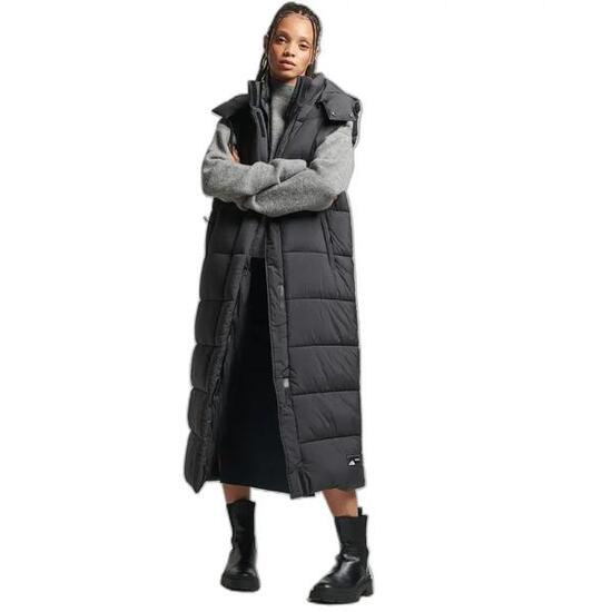Doudoune à capuche long sans manches femme Superdry Ripstop