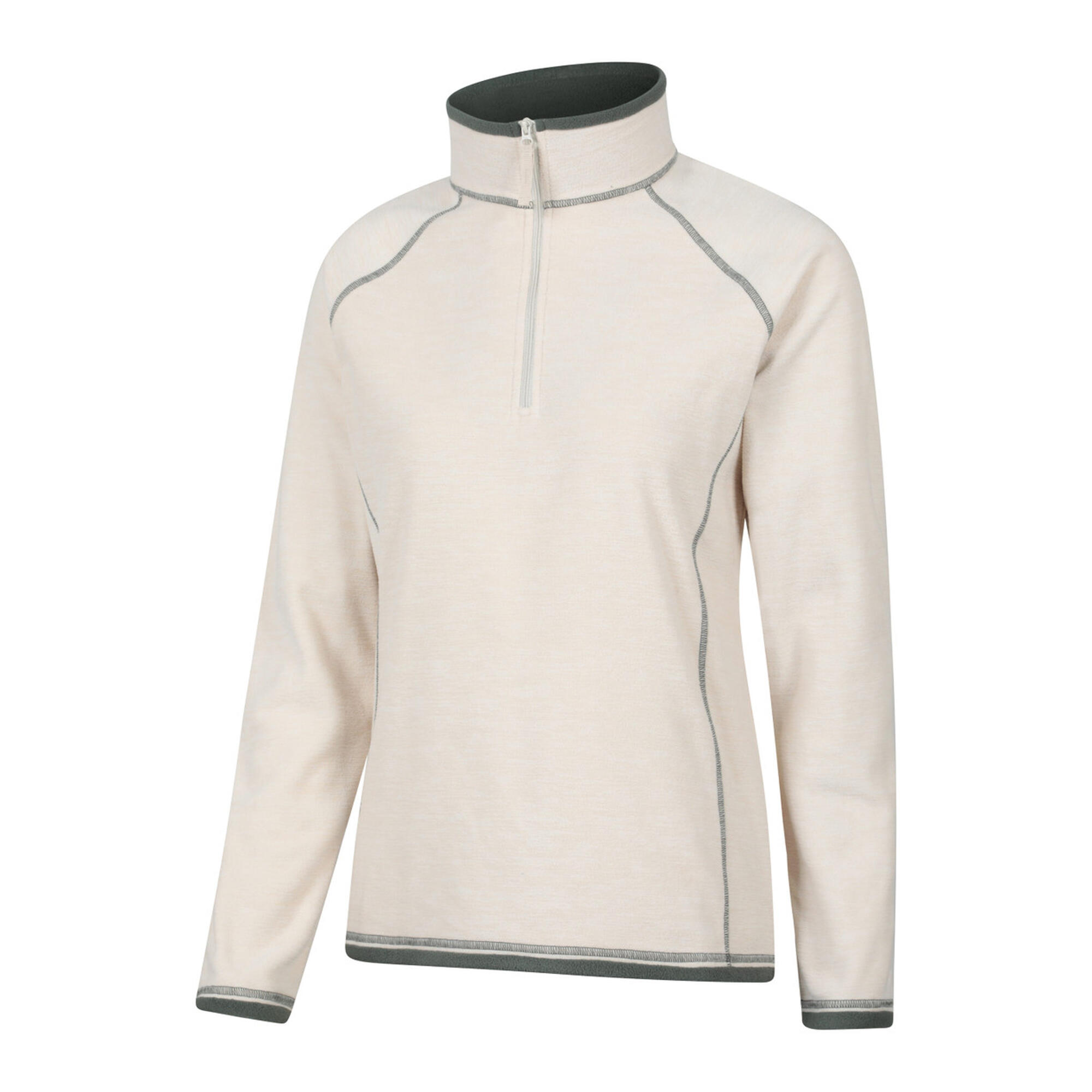 Womens/Ladies Montana Half Zip Fleece Top (Cream) 3/3
