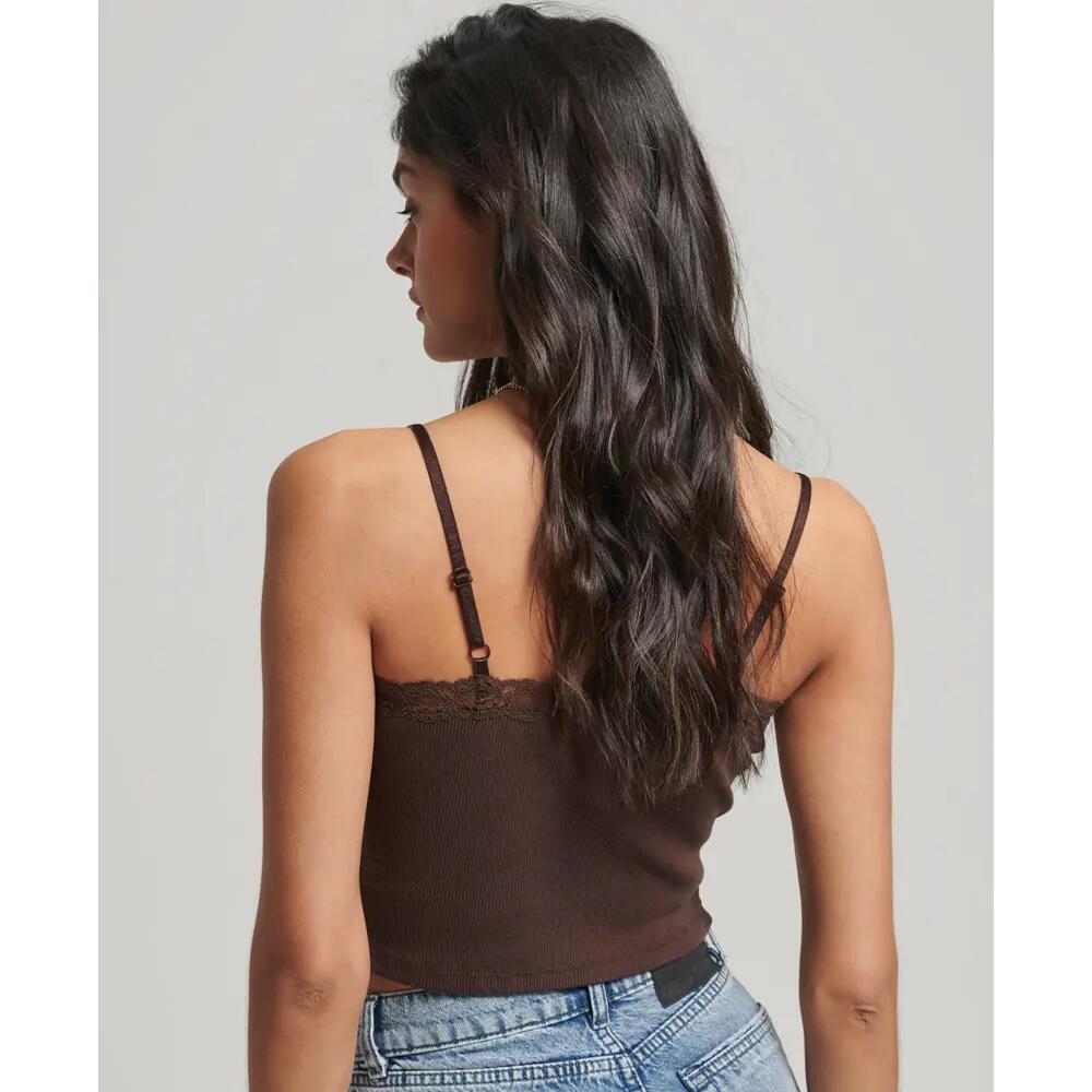 Cami-Top mit gerippter Spitzenborte 3/5