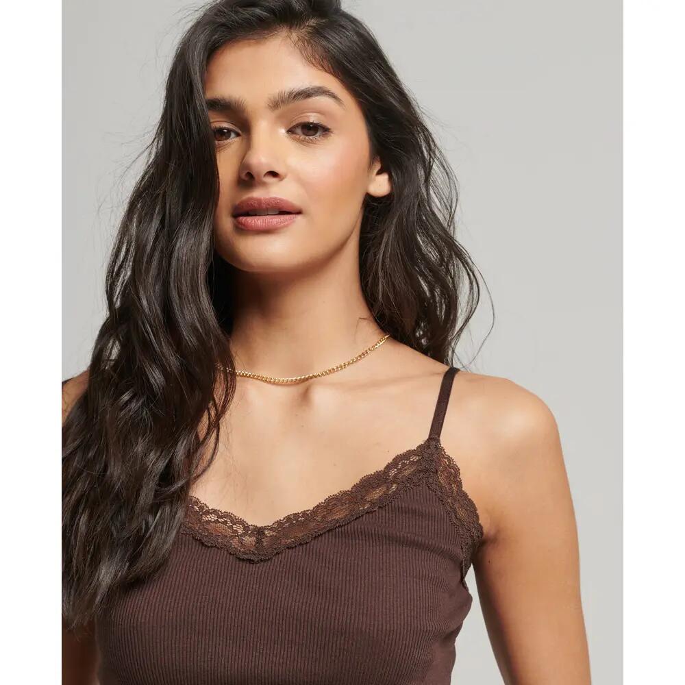 Cami-Top mit gerippter Spitzenborte 4/5
