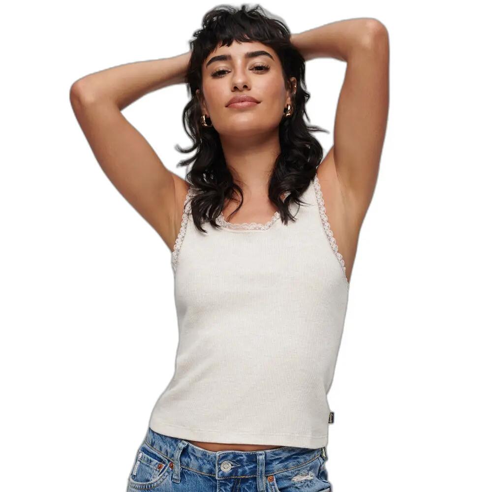 Débardeur en coton bio à liseré en dentelle femme Superdry Vintage 2/3