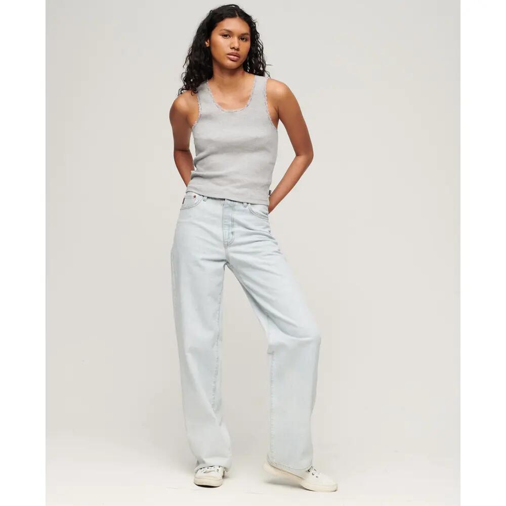 Débardeur en coton bio à liseré en dentelle femme Superdry Vintage 2/3
