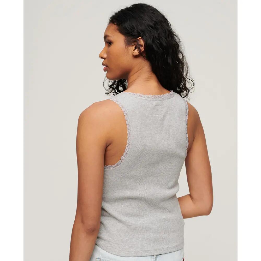 Débardeur en coton bio à liseré en dentelle femme Superdry Vintage 3/3