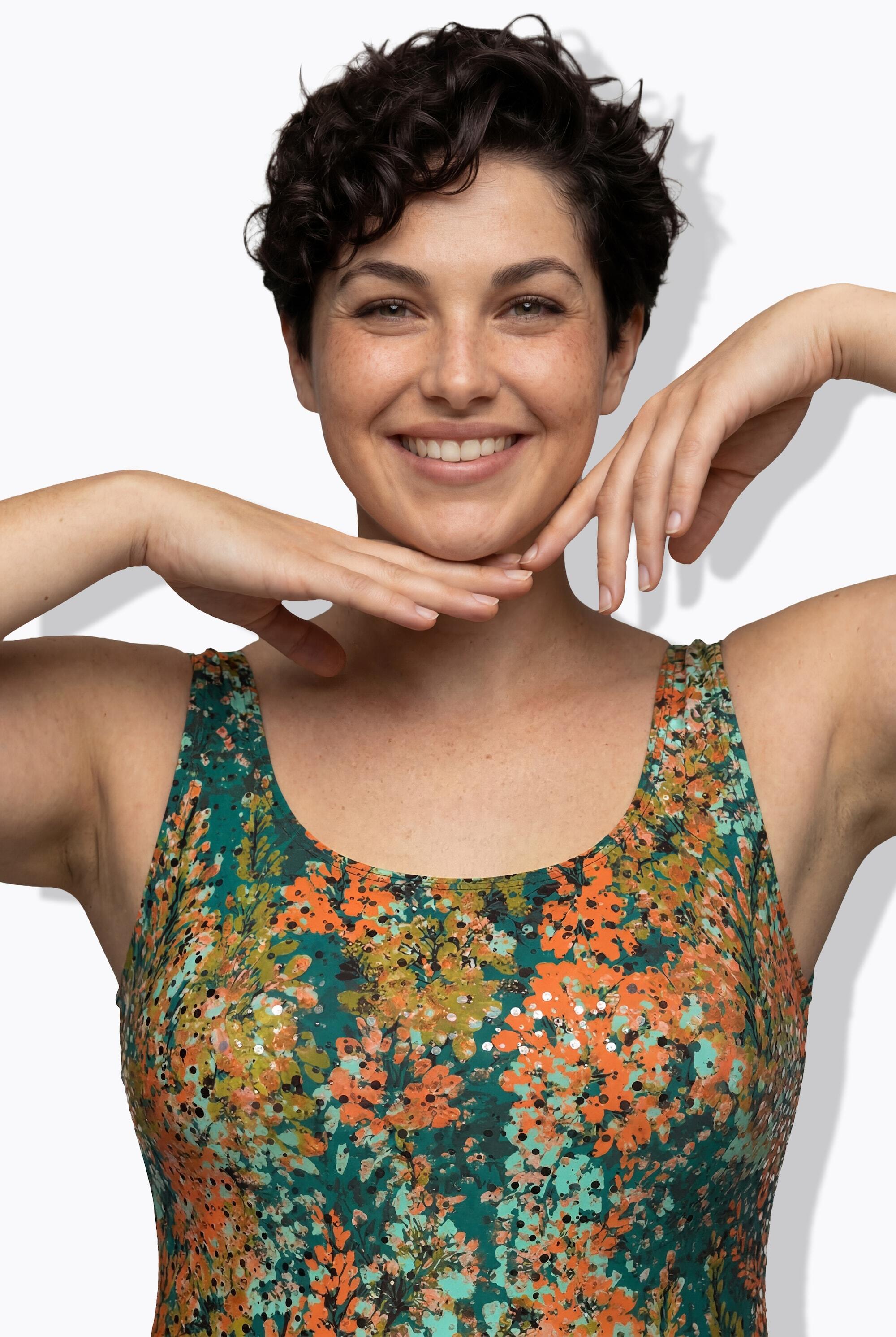 Femme Maillot de bain à fleurs sans bonnets souples décolleté rond 3/7
