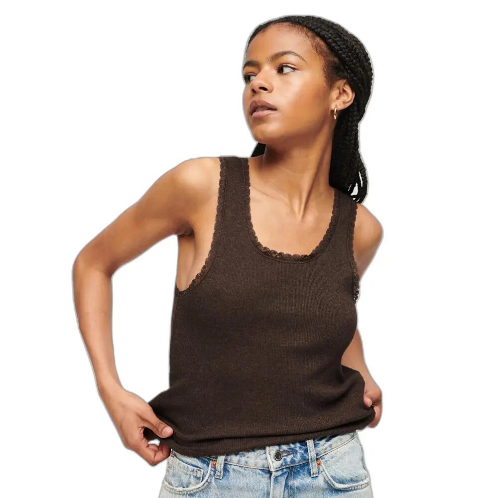 Débardeur en coton bio à liseré en dentelle femme Superdry Vintage 2/5