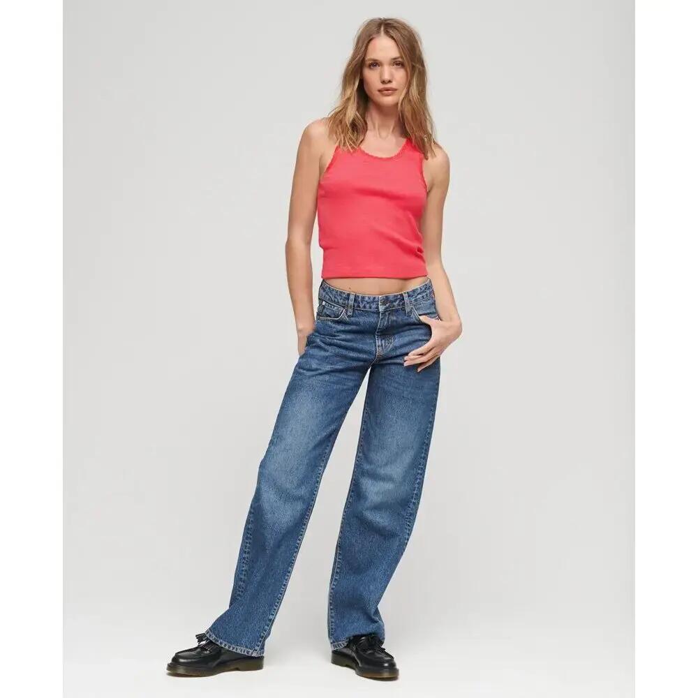Débardeur en coton bio à liseré en dentelle femme Superdry Vintage 2/5