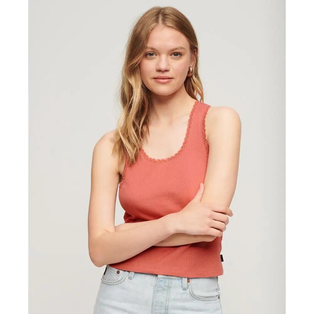 Débardeur en coton bio à liseré en dentelle femme Superdry Vintage 2/6