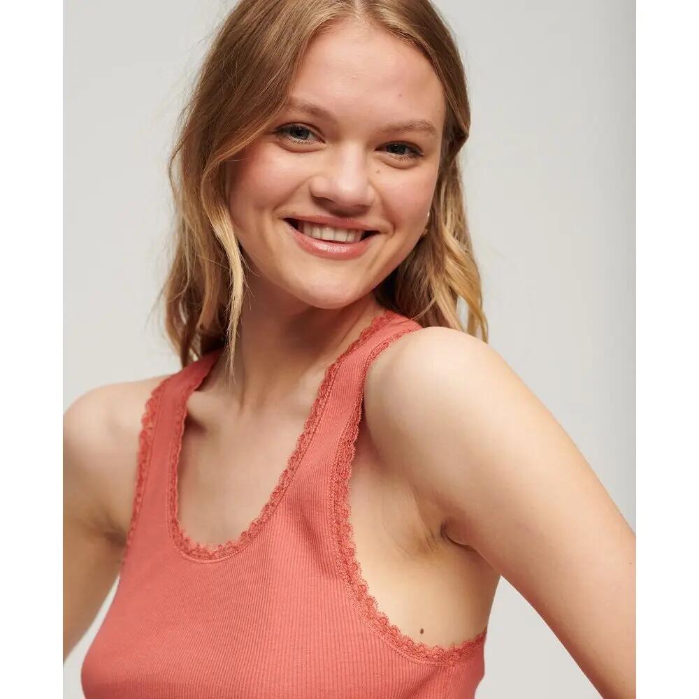 Débardeur en coton bio à liseré en dentelle femme Superdry Vintage 4/6
