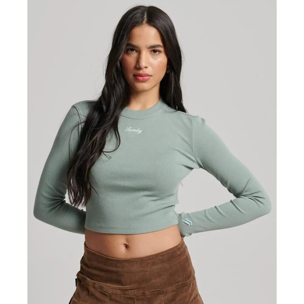 T-shirt ajusté côtelé brodé à manches longues femme Superdry 3/5