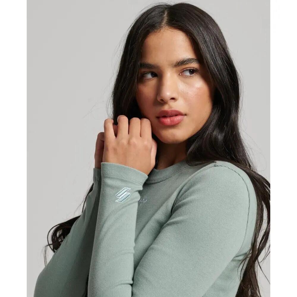 T-shirt ajusté côtelé brodé à manches longues femme Superdry 4/5
