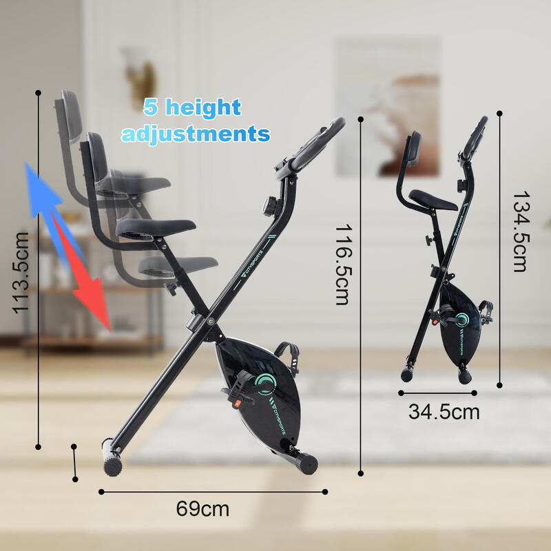 Bicicletă de Apartament Pliabilă-Exerciții-X-Bike, 8 Niveluri de Rezistență