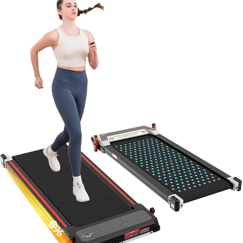 Walking Pad with Incline 1-6km/h Double-Sided Under-Foot Massage, Black