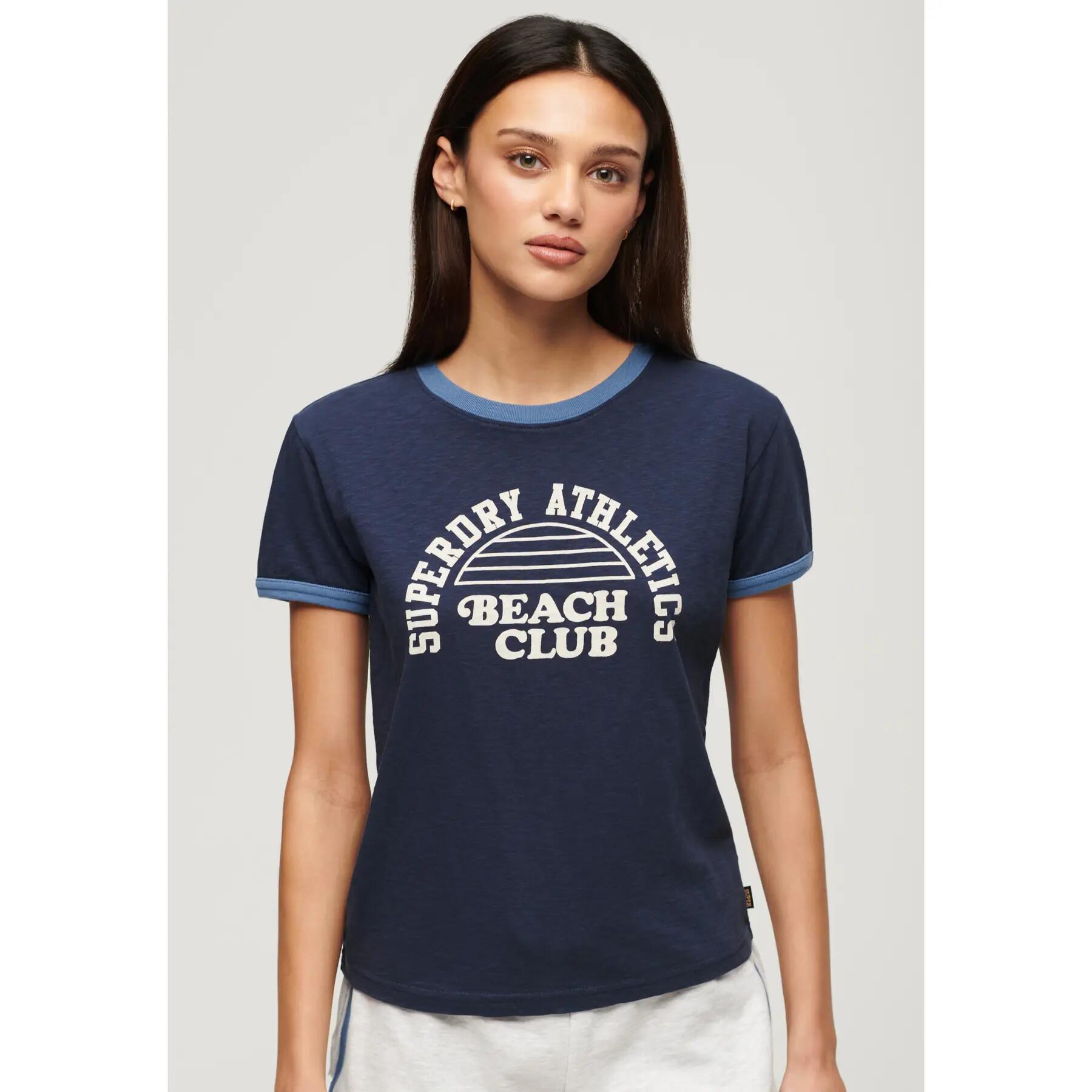 Damska koszulka w kontrastowym kolorze Superdry Athletic Essentials Beach 3/6