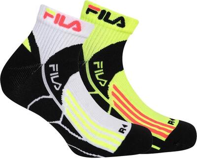 Fila 2-pack quarter running sokken wit-geel-fluo 39-42