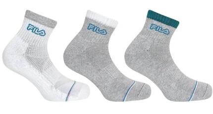 Fila 3-pack Fitness Quarter Chaussettes Blanc-gris 39-42